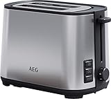 AEG T4-1-4ST Toaster / 7 Bräunungsstufen / Stopp-, Auftau- & Aufwärmfunktion / automatische Zentrierung / breite Schlitze / Brötchenaufsatz / herausnehmbare Krümelschublade / gebürstetes E