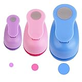 Vegena Stanzer Kreis, 3er Set Motivstanzer Rund Kreisstanzer Lochstanzer Motivlocher Papierstanzer für Kinder Scrapbooking Geschenkanhänger Bastelarbeiten Grußkarten Tischkarten, 10mm 16mm 25