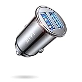 DIVI KFZ Ladegerät, 24W/4.8A Metall Mini USB Zigarettenanzünder Adapter Duales Port Schnellladung Auto Ladegerät Kompatibel mit iPhone 13/12/11/Pro/x/6, iPad Air 2/Mini 3, Galaxy, Huawei (Schwarz)