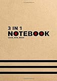 3 in 1 Notebook: Lined, Grid, Blank Notebook With Numbered Pages : White Paper 99 Pages 90gsm : A4 Size 21x29.7