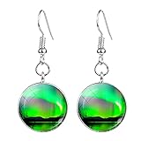 Modische Aurora-Ohrringe für Frauen, grüne Nordlichter, Landschaftsbild, Kristallglas, baumelnde Ohrringe, Handarbeit, Schmuck
