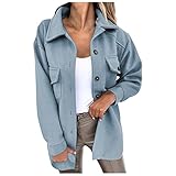 GOUWUCHE Damen Jacke Einreihig Shacket Mittellange Trenchcoat Oberbekleidung Elegante Langarm Blazer Jacke Schlicht Slim Fit Revers Business Office Jacke Kurzmantel AnzüGe Bolero Mit T