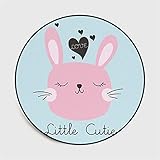 YYRAIN Niedlicher Runder Teppich Mit Häschendruck, Wohnzimmer, Schlafzimmer, Hängekorb, Schaukelstuhl, Bodenmatte, Saugfähiger, Rutschfester Teppich Im Badezimmer 185 D