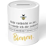 JUNIWORDS Spardose Sparbüchse, Sieht vielleicht so aus, als würde ich dir zuhören. Doch in Wahrheit denke ich an Bienen (1001508)