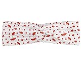 ABAKUHAUS Eberesche Halstuch Bandana Kopftuch, Fliesen-Muster mit Juicy Ashberries in Grafikstil Vivid Herbstlaub Anzeige, Elastisch und Angenehme alltags accessories, Scarlet Weiß