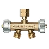 COWIK Doppelabzweigventil für Acetylen, 3/8' Überwurfmutter auf 2 x 3/8' Außengewinde, Kennfarbe gelb