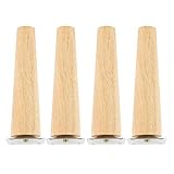 4 Stück Holz Tischbeine,Holz Sofafüße Möbelfüße,Holz Möbelfüße 8cm/15cm/20cm,mit Montageplatten & Schrauben für Sofa Bett Schrank Couch Stuhl (Gerade Füße 15cm)