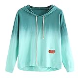 TWIFER Frauen Hoodie Gedruckt Patchwork Sweatshirt Langarm Pullover Tops B
