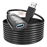 Alxum Aktive USB 3.0 Verlängerungkabel 4.5M, USB A Repeater-Kabel mit Signalverstärkung Kompatibel mit Oculus Rift, HTC Vive, Valve Index VR, Xbox one, Drucker usw - Schw