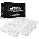 SCAN & STELA | ANTIRUTSCH Schubladen Ordnungssystem 12-teilig transparent – Schrank & Make Up Organizer – Tablett & Aufbewahrungsbox für Kosmetik, Stifte, Schminke, Socken, Büro, Bad, Kü