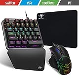 Spirit Of Gamer - Xpert G700 - Adapter Kombinierte RGB - Tastatur und Maus Set Für PS4, XBOX ONE, PC - Mechanische Tastatur Mit Einer Hand - Maus 7 Tasten 3200 DPI