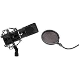 Auna MIC-900B USB Kondensator Mikrofon für Studio-Aufnahmen inkl. Spinne (16mm Kapsel, Nierencharakteristik, 320Hz - 18KHz) schwarz + Samson PS 01 professioneller Pop Filter - Popschutz - Popfilter - für Studiomikrofone B