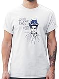 Sprüche Statement mit Spruch - Charlie Chaplin - Zitat aus der Rede des großen Diktators (Film) - XL - Weiß - t-Shirt Film - L190 - Tshirt Herren und Männer T-S