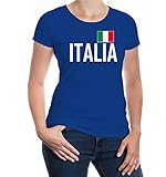 buXsbaum® Damen Girlie T-Shirt Kurzarm bedruckt Italien | Ländershirt Fanshirt Flagge | S royal- B
