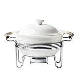 NBLD 3 Quart Buffet Auflaufform,Keramik Chafer mit Kerzenhalter,Chafing Catering Warmer Set,Halten Sie Lebensmittelkalorien,für Partybrunch Catering-Events Suppenb