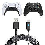 FYOUNG Ladekabel Kompatibel mit PS5 Controller mit LED-Anzeige (3M), USB C Nylon geflochtenes Ladekabel Kompatibel mit Xbox Series X/S Controller, Kompatibel mit Pro Controller und T