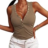 Damen-Sommer-Neues Damen-Vollton-T-Shirt Mit V-Ausschnitt Und Gewindeknop