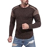 wkd-thvb Herren Pullover Herbst Winter Casual Slim Baumwolle Strickwolle Pullover, 1610-my65 dunkelbraun, Larg