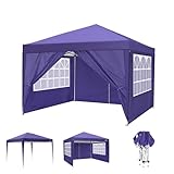 Pavillon 3x3m Wasserdicht Gartenpavillon Stabiles Partyzelt UV-Schutz Sonnenschutz faltpavillon mit 4 S