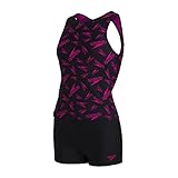 Speedo Boom Tankini mit Allover-Print Damen Tankini, Schwarz/Electric Pink, 34 (DE 38)