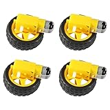 TANGIST Wall Lamp DC Elektromotor mit Kunststoff TT-Motorreifenrad 3-6V Dual-Wellengetriebemotor TT-Magnetgetriebe-Motor für FOR Arduino-Smart-Auto lighting (Speed(RPM) : 2 x Motor 2 x Wheel)