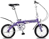 Aoyo Mini Folding Bikes, leichte, tragbare 14' Aluminiumlegierung Urban Commuter Fahrrad, Super Compact Single Speed ​​faltbares Fahrrad, (Color : Purple)