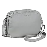 befen Kleine Crossbody Geldbörsen für Frauen, niedliche Leder Schultertasche mit 6 Kartenfächern, hellgrau, S