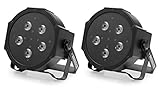 2 x Showlite FLP-5x10W Flat Panel Scheinwerfer Set (5 Hochleistungs-RGB-LEDs, Automatik- und Musiksteuerung, DMX steuerbar mit 3-, 5- oder 7 Kanälen, inklusive IR-Fernbedienung) Schw