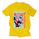 EDMKO Chainsaw Man 3D Druck Power Hemden T-Shirt Kurzarm Rollenspiele Kurze Ärmel Für Herren Damen Männer Und Frauen Sommer Kurzarmshirt,Gelb,XXL