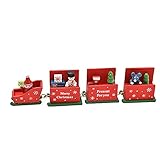 Spielzeugeisenbahn Holz Kleiner Zug Weihnachtszug Weihnachten Neujahr Deko Dekoration Ornament für Kinder Mädchen Junge Spielzeug Geschenke Tassenhalter der WeihnachtsZug