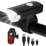 Opard Fahrradlicht, Fahrradlicht StVZO Zugelassen, LED Fahrradbeleuchtung USB Aufladbar, Fahrradlampe Wasserdicht,2 Licht-Modi Frontlicht/Rück