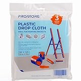 PROMORE Abdeckfolie [3x] Malerfolie 3.66 x2.75m 25mµ in HDPE Extra Thick Ideal als Abdeckplane Malerplane Baufolie Staubschutzfolie Plastikplane Folie für die Abdeckung von Boden und Möb