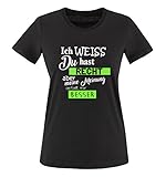 Comedy Shirts - Ich Weiss du hast Recht Aber Meine Meinung gefällt Mir Besser - Damen T-Shirt - Schwarz/Weiss-Neongrün Gr. XL