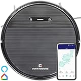 Commodore CVR 100 Saugroboter mit Wischfunktion, effiziente Gyroskopnavigation, Saugkraft 2600 Pa, Akkulaufzeit von 120 Min, Alexa & Google Home, 5 Reinigungsmodi, ideal auch für T