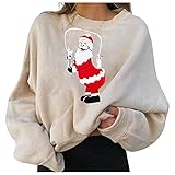 Dasongff Sweatshirt, Damen, ohne Kapuze, Sweatshirt, bedruckt, Weihnachtsmann, T-Shirt, Damen, Langarm, Sweatshirt, leicht, modisch, Blusen und Blusen, leicht, Tunika, Top