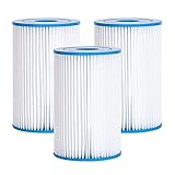 Cdemiy Filterkartusche, 3 Pcs Bestway Size II Ersatz Filter Filterpatrone, Aufblasbares Schwimmbad Umwälzendes Wasserfilter Pumpenfilterelement, für Schlauchpoolreinigung Tub