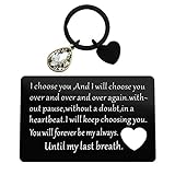 To My Man Wallet Card Gift Engraved Wallet Card Insert Men Anniversary Card Gifts for Husband Valentines Day Gift for Boyfriend I Will Keep Choosing You Keyring Christmas Birthday Gifts for H