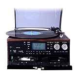 YAMMY Plattenspieler, Music Box Wireless Turntable mit eingebauten Stereo-Lautsprechern, Vinyl-Plattenspieler für Geschenk und Cafe Re (Vintage Phonograph)