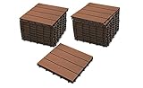 SAM Terrassenfliesen WPC Kunststoff, 22er Spar Set für 2m², Farbe teak, Bodenbelag mit Drainage, Garten Klick-F