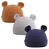 Pesaat Babymütze Neugeborene Mädchen Mütze Baby Jungen Beanie Baumwolle für 0-6 Monate Babys Unisex Erstlingsmütze [MEHRWEG] (Navy blau+grau+Braun, 0-6Monate)