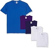 Fruit of the Loom Herren Valueweight 5 Pack T-Shirt, Mehrfarbig (White/White/Navy/Purple/Royal 30/30/32/Pe/51), X-Large (5er Pack)