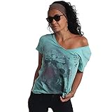 Yakuza Damen Flower Style Dye V-Neck T-Shirt, Turquoise, XS