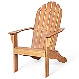 GIANTEX Adirondack Stuhl, Gartenstuhl aus Akazie Holz, Garten Sessel rustikal, Westport Chair/Sessel Design, Gartenmöbel Holzliege 160 kg belastbar, Holzstuhl ergonomisch für Garten, Balkon (Natur)