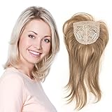 CAMERON HAIR Damen-Toupée, auf ausgedünntem Scheitel, sehr hellblond, natürliches Aussehen, 35cm, weich, stark, trocknen, modellieren, g