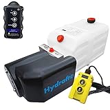 Hydraulikaggregat HYDRAF, Hydraulikpumpe mit 7 Liter Tank und Kabelfernbedienung + Funkfernbedienung, Funk, 12V 180 bar 2000 Watt (1 x Funkfernbedienung)