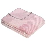 Ibena Harbin Kuscheldecke 150x200 cm - gemusterte Decke rosa grau, Pflegeleichte und kuschelweiche Baumwollmischung