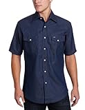 Wrangler Herren Westernhemd mit kurzen Ärmeln und Druckknöpfen, blau, X-Groß