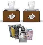 Fiftyeight Espressotassen Espresso Mug 2er Set + SERVIETTEN, 80 ml, VERGNÜGT+VERDUTZT E Mugs 2