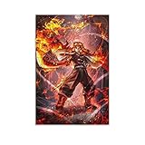 BDTSRT Kunstwerk Malerei Leinwanddrucke Kein Rahmen 60X90cm Japanese Anime Poster Canvas Wall Art for Bedroom Poster Prints Demon Slayers Rengoku Kyouj