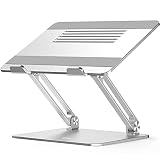 Laptopständer, EPN Ergonomischer tragbarer Laptop-Riser Höhenverstellbarer Laptophalter mit rutschfestem Silikon, Aluminiumlegierung Kompatibel für Macbook, Lenovo und Notebooks bis 17 Zoll Silb